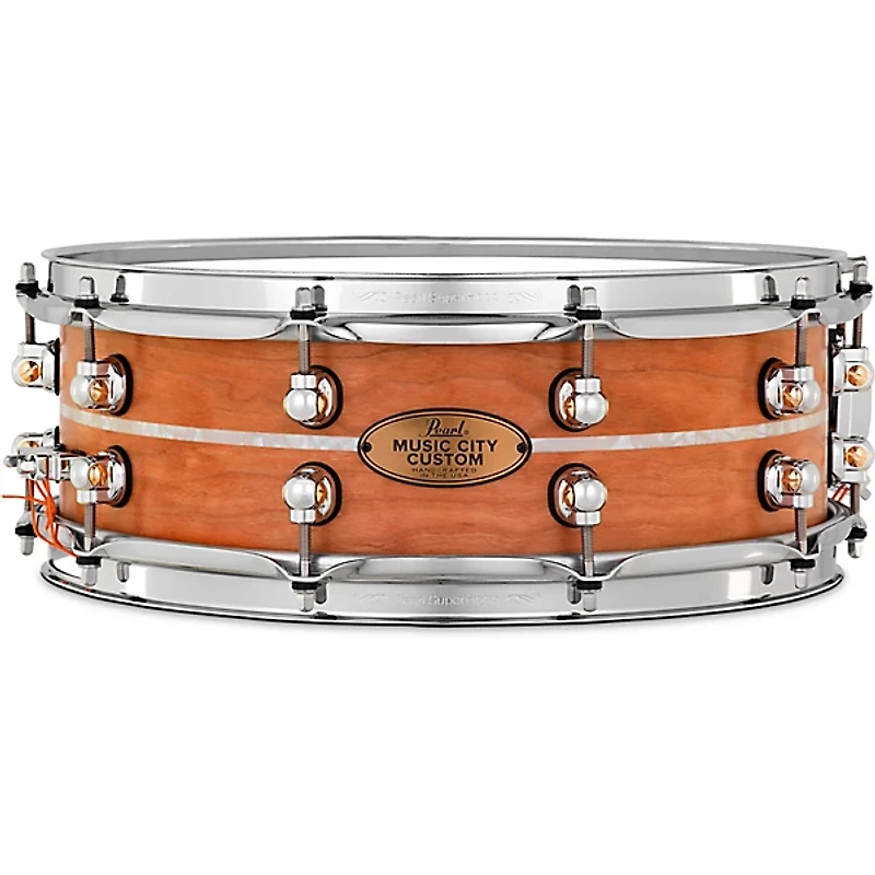 Pearl Music City Custom Solid Shell Snare Cherry with Nicotine Marine Inlay 14 x 5 in.