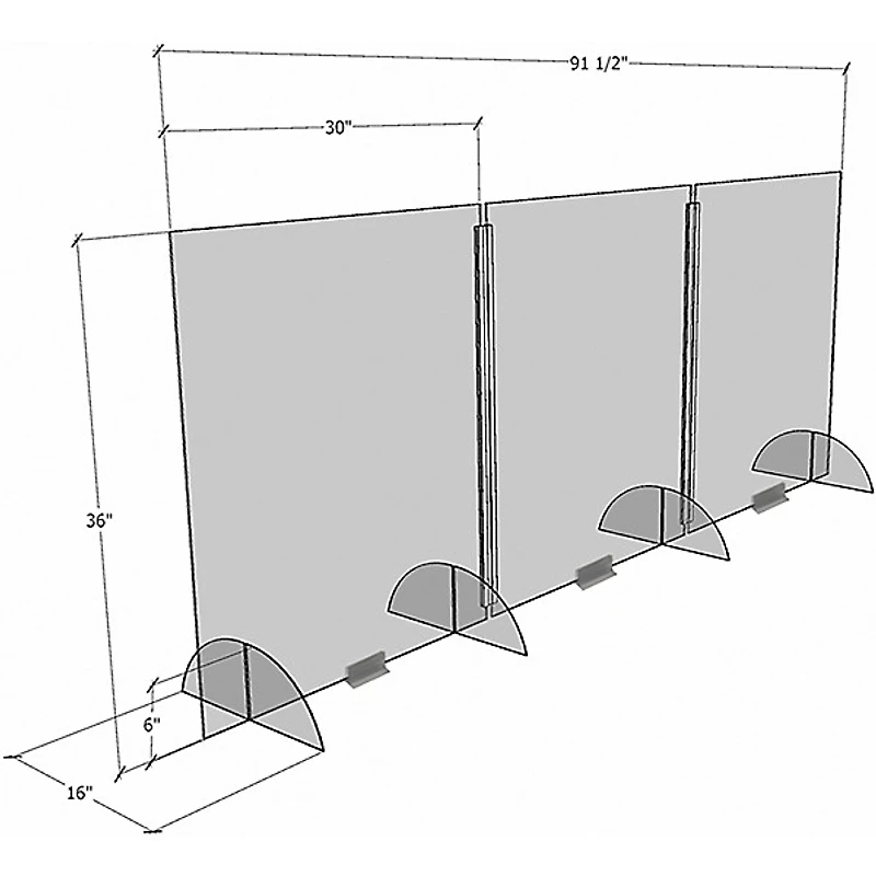 VICTORY DISPLAY Three Panel COVID19 Desktop Guard with Hinges