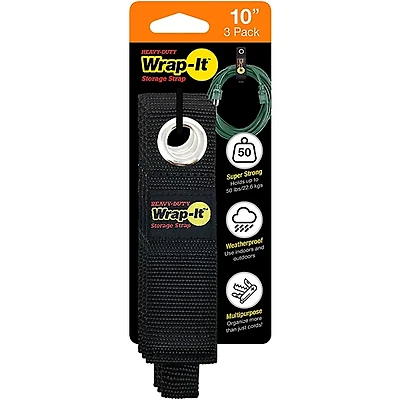 Wrap-It Storage Straps Heavy-Duty 10" Cable Strap, 3-Pack