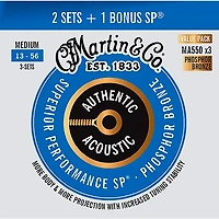 Martin Authentic Acoustic SP Guitar Strings, Medium (MA550) Value 3-Pack (13-56) Medium (13-56)