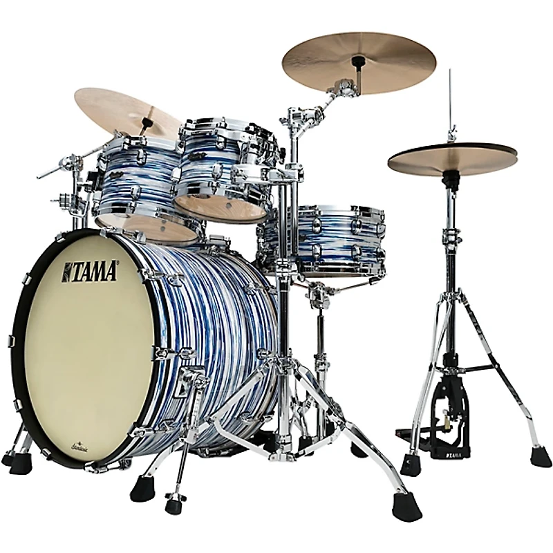 TAMA Starclassic Maple 4-Piece Shell Pack With Chrome Hardware and 22" Bass Drum Blue & White Oyster