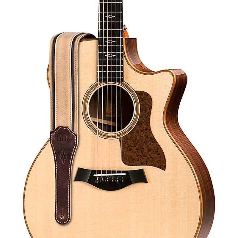 Taylor Reflections Leather Guitar Strap - Spruce Brown and Tan 2.5 in.