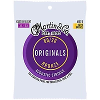 Martin M175 Original 80/20 Custom Light Acoustic Guitar Strings Custom Light (11-52)