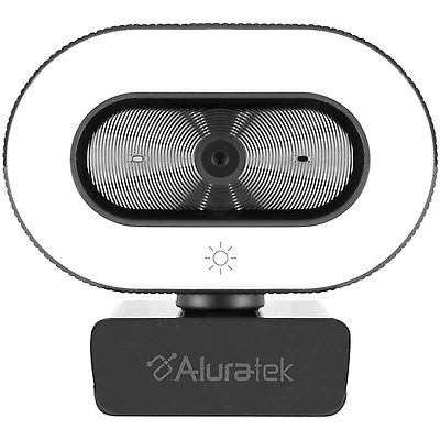 Aluratek 1080P USB Webcam w/Adjustable Lighting, Autofocus & Dual Mics