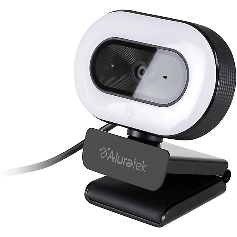 Aluratek 1080P USB Webcam w/Adjustable Lighting, Autofocus & Dual Mics