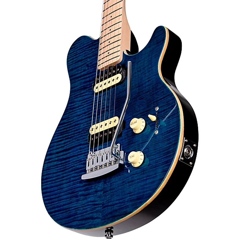 Sterling by Music Man S.U.B. Axis Flame Maple Top Electric Guitar Neptune Blue