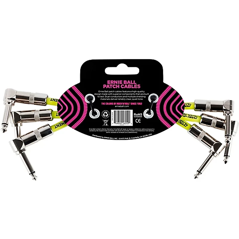 Ernie Ball Ernie Ball 6" Instrument Patch Cable 3-Pack -