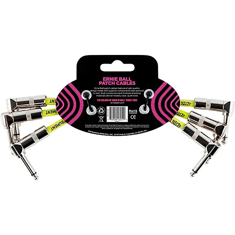 Ernie Ball Ernie Ball 6" Instrument Patch Cable 3-Pack -