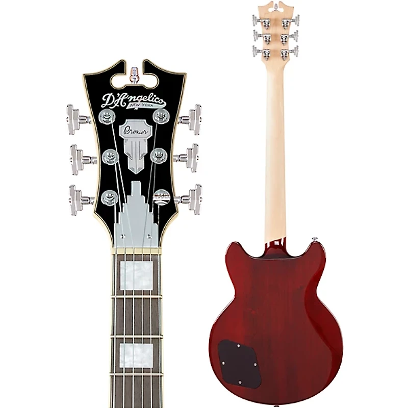 D'Angelico Premiere Series Brighton Solid Body Electric Guitar Double Cutaway Stopbar Tailpiece Sky Blue