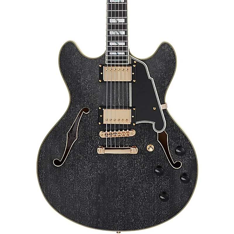 D'Angelico Excel Series DC Semi-Hollow Electric Guitar With USA Seymour Duncan Humbuckers and Stopbar Tailpiece Black Dog