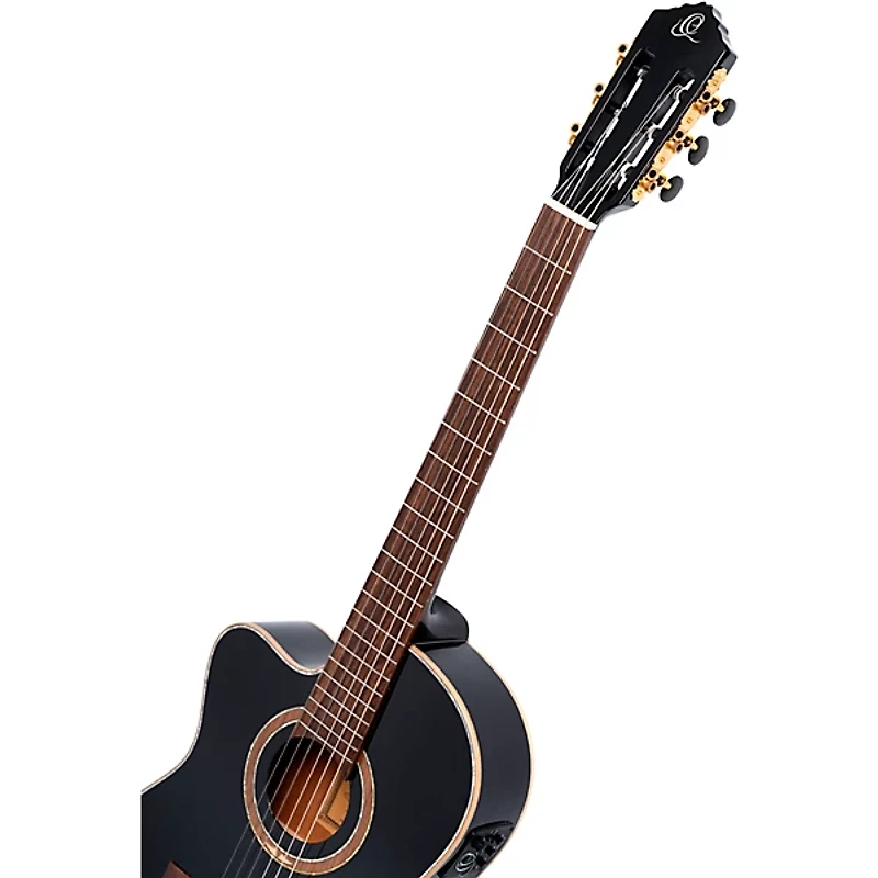 Ortega Performer Series RCE138-T4BK-L Thinline Acoustic Electric Nylon Guitar Black