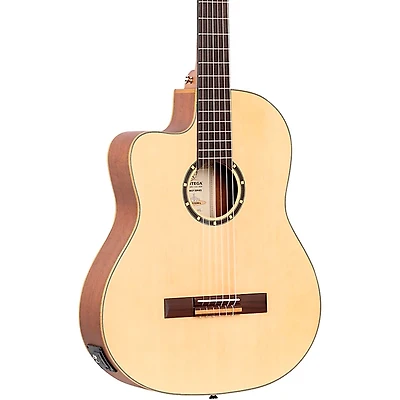 Ortega Family Series RCE125SN-L Thinline Acoustic/Electric Classical Guitar Natural Matte
