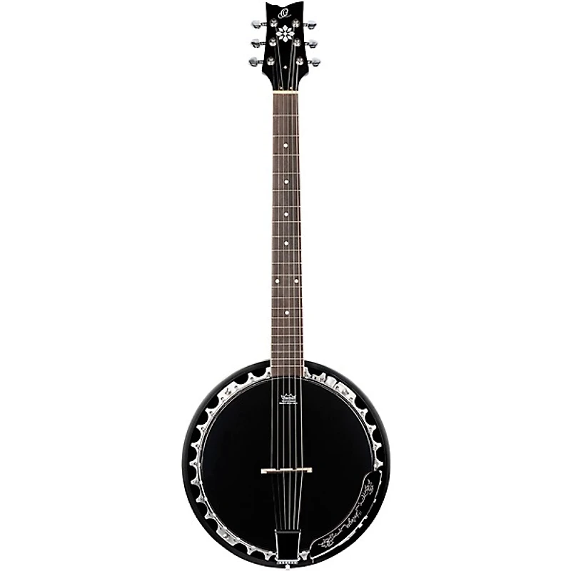 Ortega Raven Series OBJE356-SBK-L Left-Handed 6-String Banjo Black