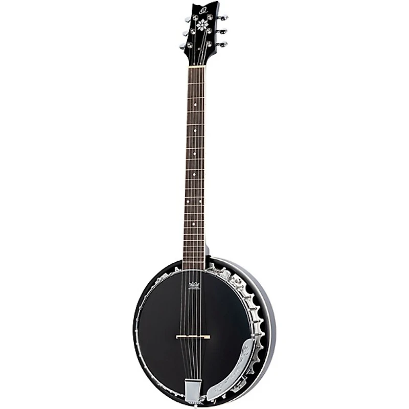Ortega Raven Series OBJE356-SBK-L Left-Handed 6-String Banjo Black