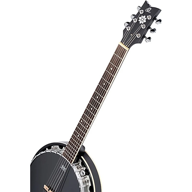 Ortega Raven Series OBJE356-SBK-L Left-Handed 6-String Banjo Black