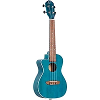 Ortega Earth Series RUOCEAN-CE-L Left-Handed Acoustic Electric Concert Ukulele Aqua Blue