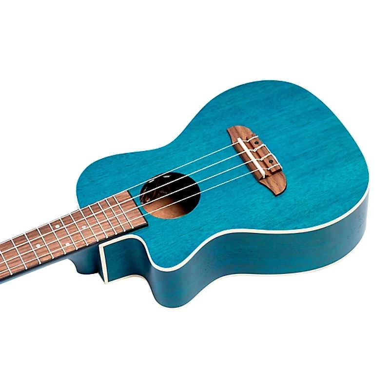 Ortega Earth Series RUOCEAN-CE-L Left-Handed Acoustic Electric Concert Ukulele Aqua Blue