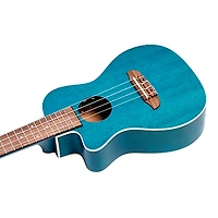 Ortega Earth Series RUOCEAN-CE-L Left-Handed Acoustic Electric Concert Ukulele Aqua Blue