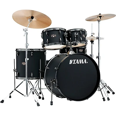 TAMA Imperialstar 5-Piece Complete Drum Set With 22 in. Bass Drum and Meinl HCS Cymbals Blacked Out Black