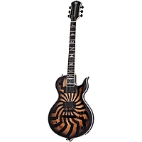 Wylde Audio Odin Grail 6-String Electric Guitar Orange With Black Buzz Saw Graphic Charcoal Burst