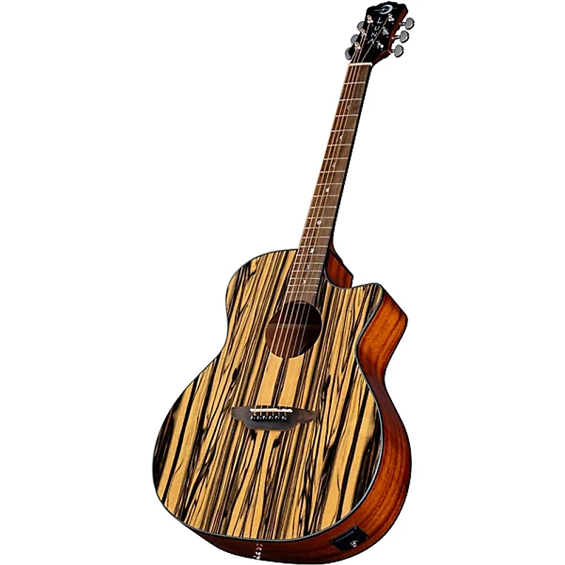 Luna Gypsy Acoustic-Electric Guitar Black/White Ebony
