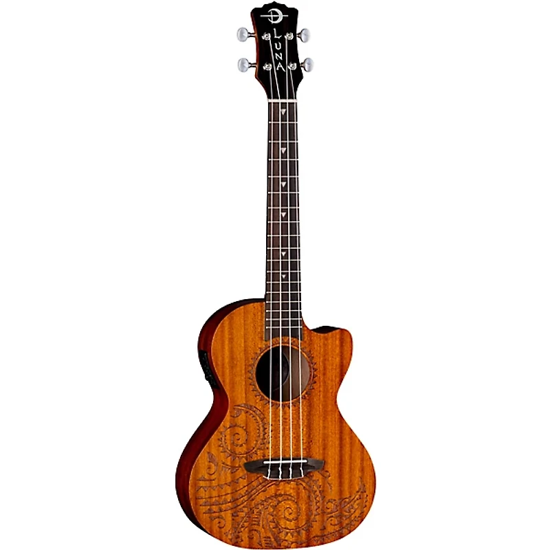 Luna Tattoo Mahogany Tenor Acoustic-Electric Ukulele Mahogany