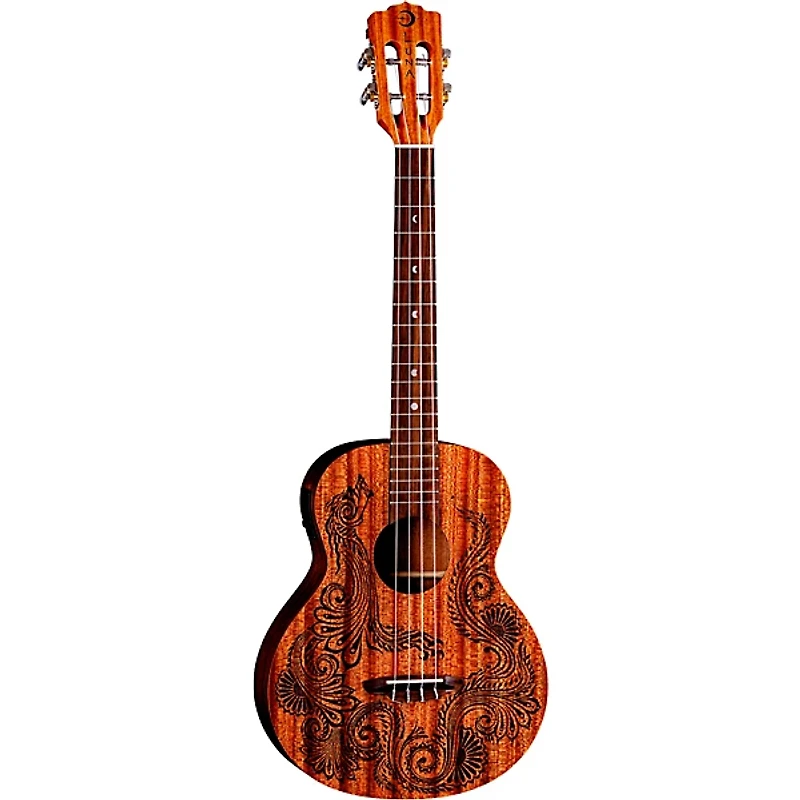 Luna Henna Dragon Mahogany Baritone Acoustic-Electric Ukulele Mahogany