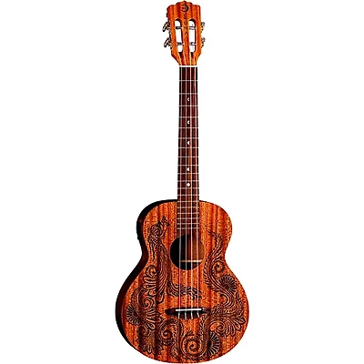 Luna Henna Dragon Mahogany Baritone Acoustic-Electric Ukulele Mahogany