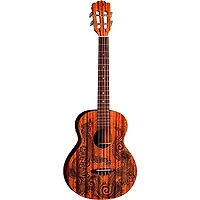 Luna Henna Dragon Mahogany Baritone Acoustic-Electric Ukulele Mahogany