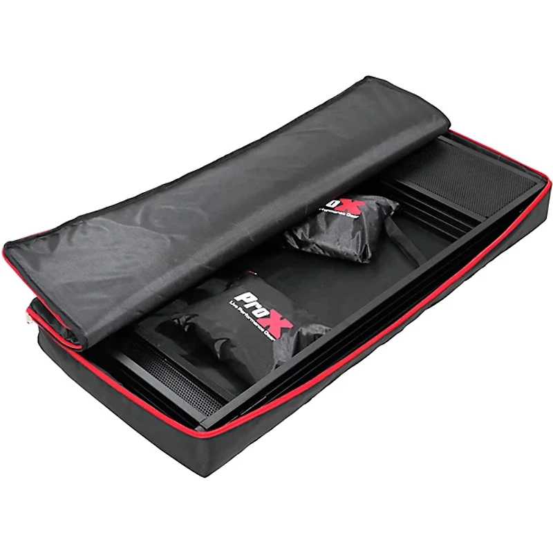 ProX XF-VISTABLMK2 Vista DJ Booth Facade Table Station With White and Black Scrim Kit and Padded Travel Bag