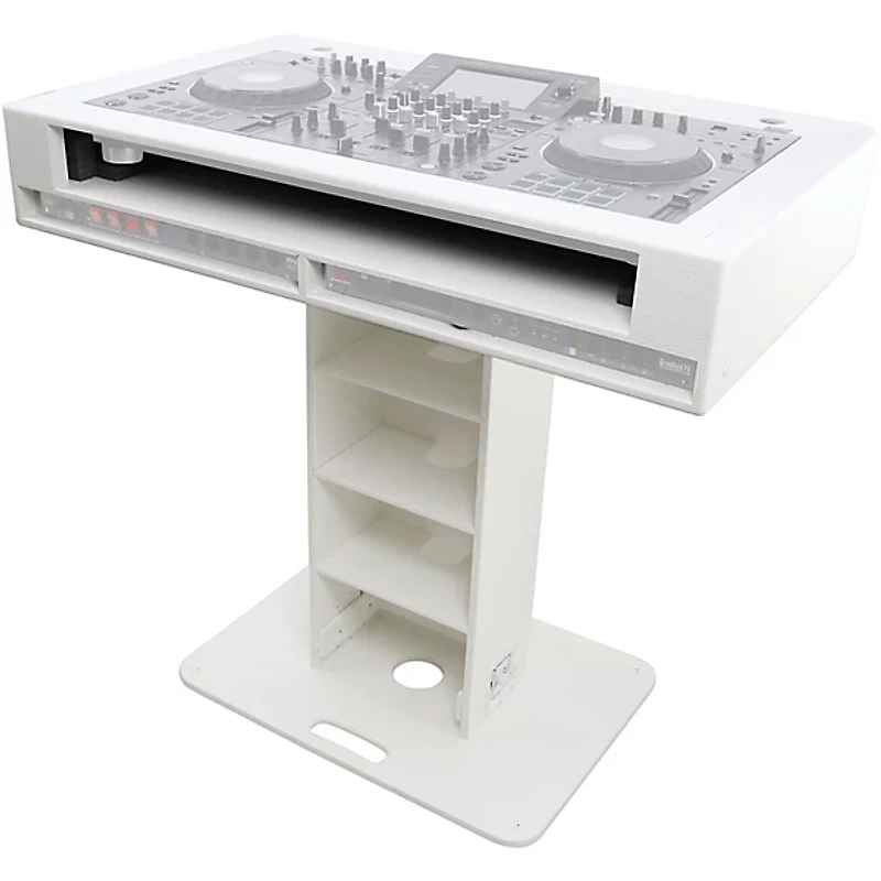 ProX Control Tower 2U DJ Podium Stand With 2x Travel Case for Pioneer XDJ-XZ, DDJ-1000 SRT, DDJ-SZ2, and DDJ SX-3, White Finish