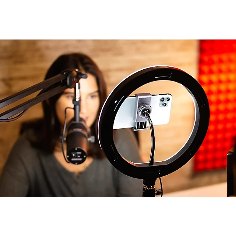 Gator 10" LED Desktop Ring Light Stand With Phone Holder and Compact Weighted Base