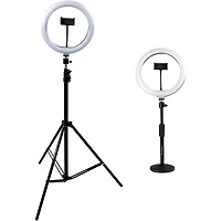 Gator Set of Two Height-Adjustable Stands With Pivoting LED Ring Lights and Universal Phone Holders