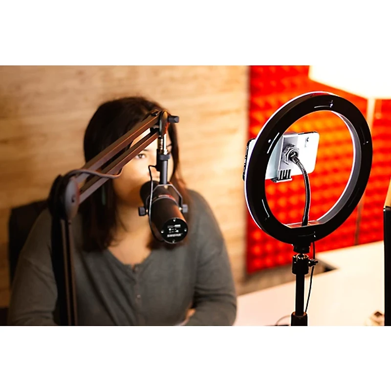 Gator Set of Two Height-Adjustable Stands With Pivoting LED Ring Lights and Universal Phone Holders