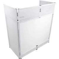 ProX VISTA DJ Booth Facade Table Station with White/Black Scrim kit and Padded Travel Bag White