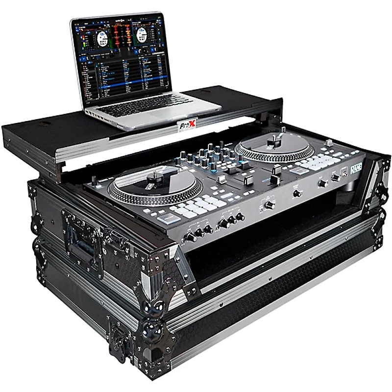 ProX Flight Case for RANE ONE MKII Dj Controller W-Sliding Laptop Shelf & Wheels| Black on Black