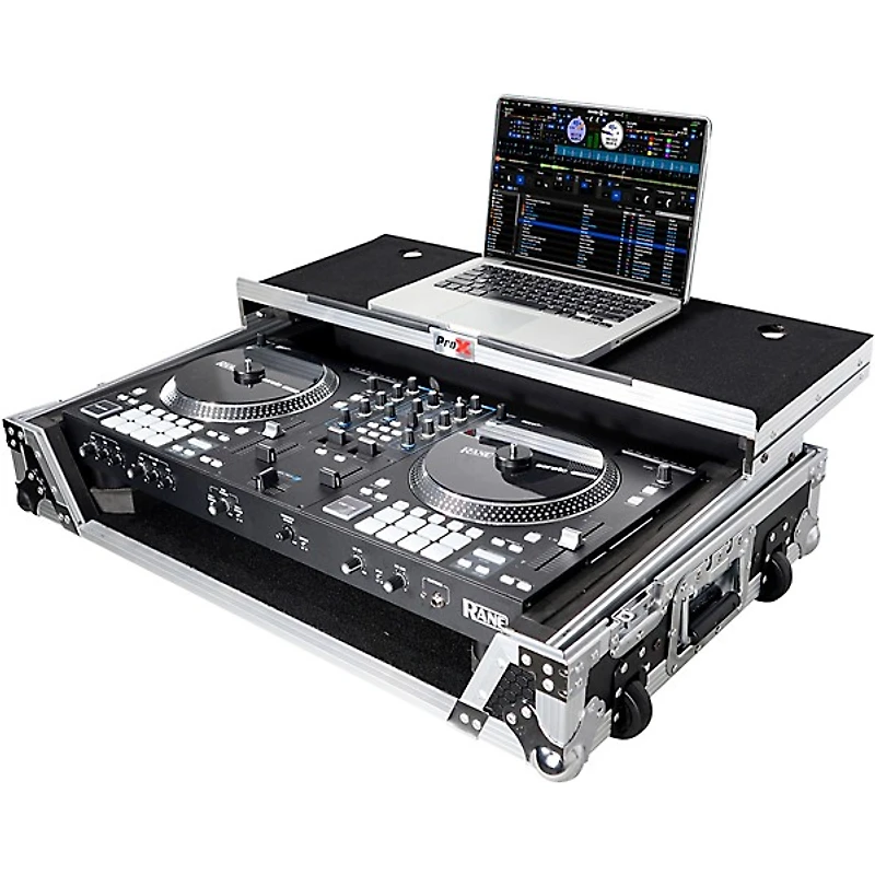 ProX Flight Case for RANE ONE MKII DJ Controller with Sliding Laptop Shelf, 1U Rack and Wheels