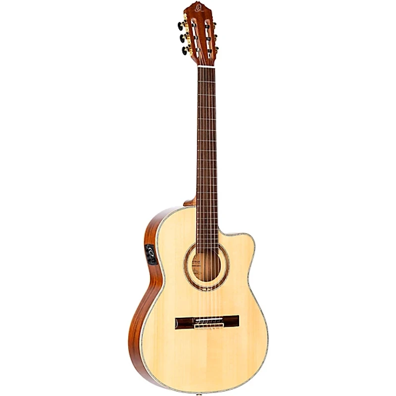 Ortega RCE138-T4 Thinline Acoustic-Electric Nylon Guitar High Gloss Natural