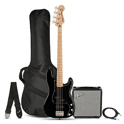 Squier Affinity Series PJ Bass Maple Fingerboard Pack With Fender Rumble 15G Amp Black