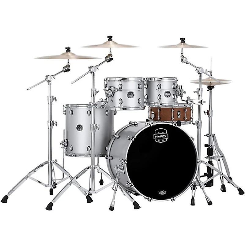 Mapex Saturn Evolution Rock Birch 4-Piece Shell Pack With 22" Bass Drum - Iridium Silver