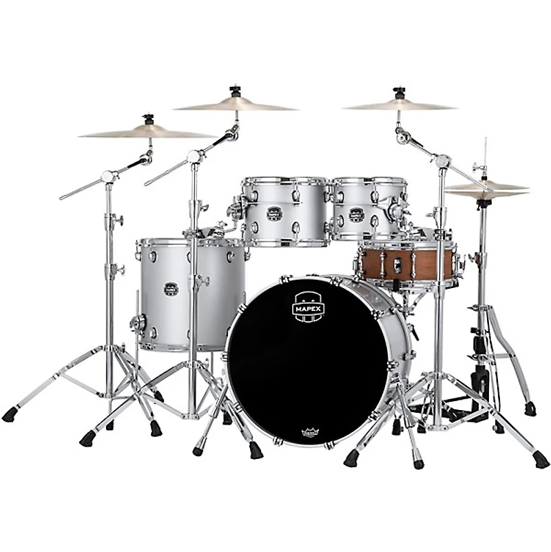 Mapex Saturn Evolution Rock Birch 4-Piece Shell Pack With 22" Bass Drum - Iridium Silver