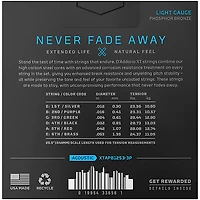 D'Addario XT Phosphor Bronze Acoustic Guitar Strings, Light, 12-53, 3-Pack
