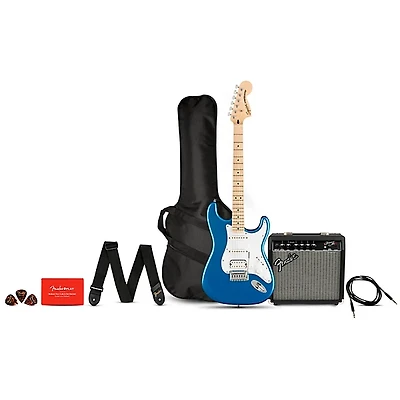 Squier Affinity Series Stratocaster HSS Electric Guitar Pack With Fender Frontman 15G Amp Lake Placid Blue