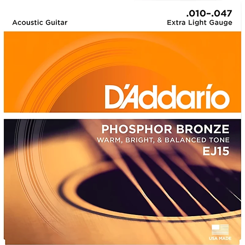 D'Addario EJ15 Phosphor Bronze Extra Light Acoustic Strings 6-Pack - (10-47)