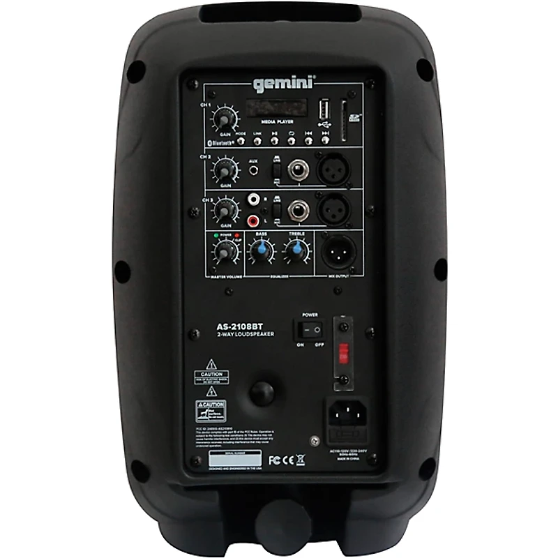 Gemini AS-2108BT 8" 500W Powered Loudspeaker With Bluetooth