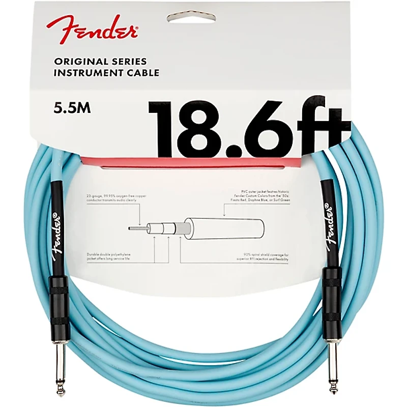 Fender Original Series Limited-Edition Instrument Cable 18.6 ft. Sonic Blue 2-Pack