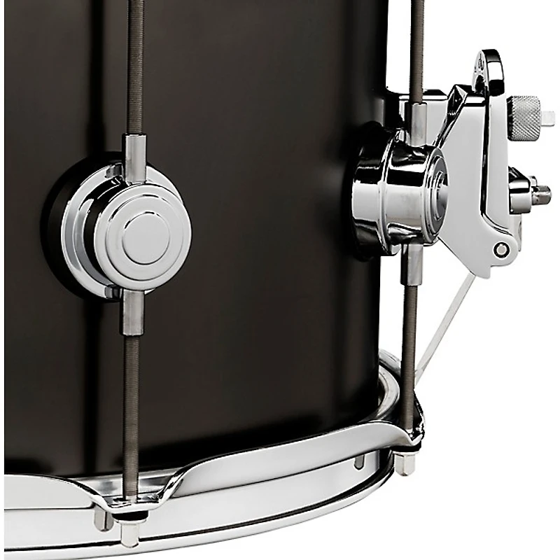 DW Collector's Series Satin Black Over Brass Snare Drum With Chrome Hardware