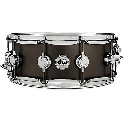 DW Collector's Series Satin Black Over Brass Snare Drum With Chrome Hardware