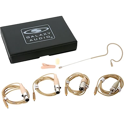 Galaxy Audio ESM4 Single-Ear Headset Mic With 4 Mixed Connector Cables (1 Audio-Technica, 1 Galaxy Audio/AKG, 1 Sennheiser, 1 Shure), Windscreen, Clip and Case Beige