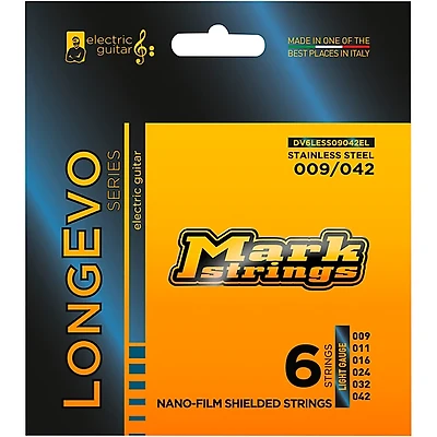 Markbass Longevo Series Nanofilm Shielded Stainless Steel Electric Guitar Stings (9-42)
